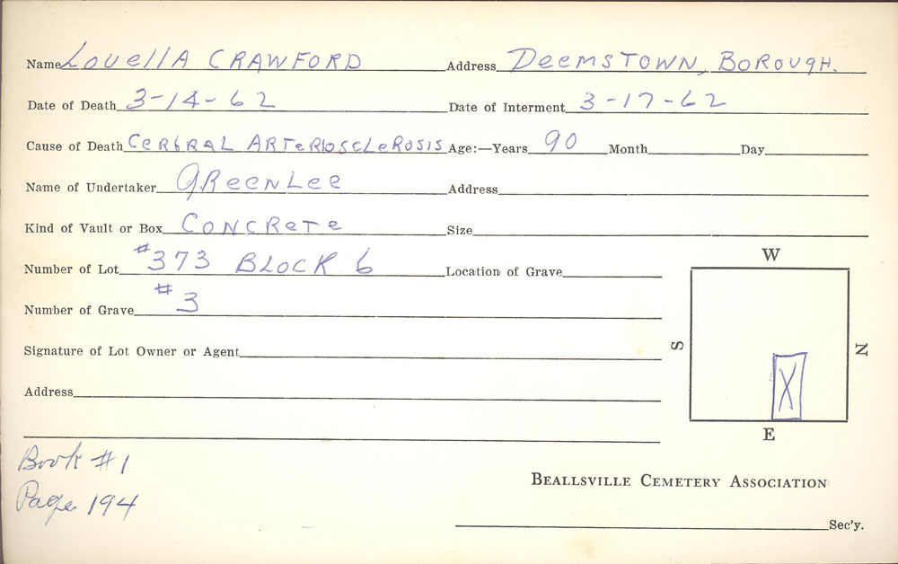 burial card